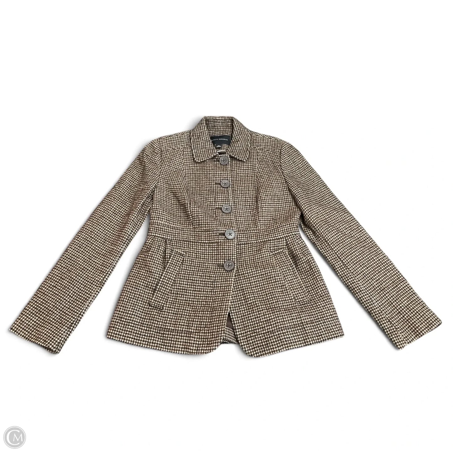 Blazer By Banana Republic In Brown & Cream, Size: 4
