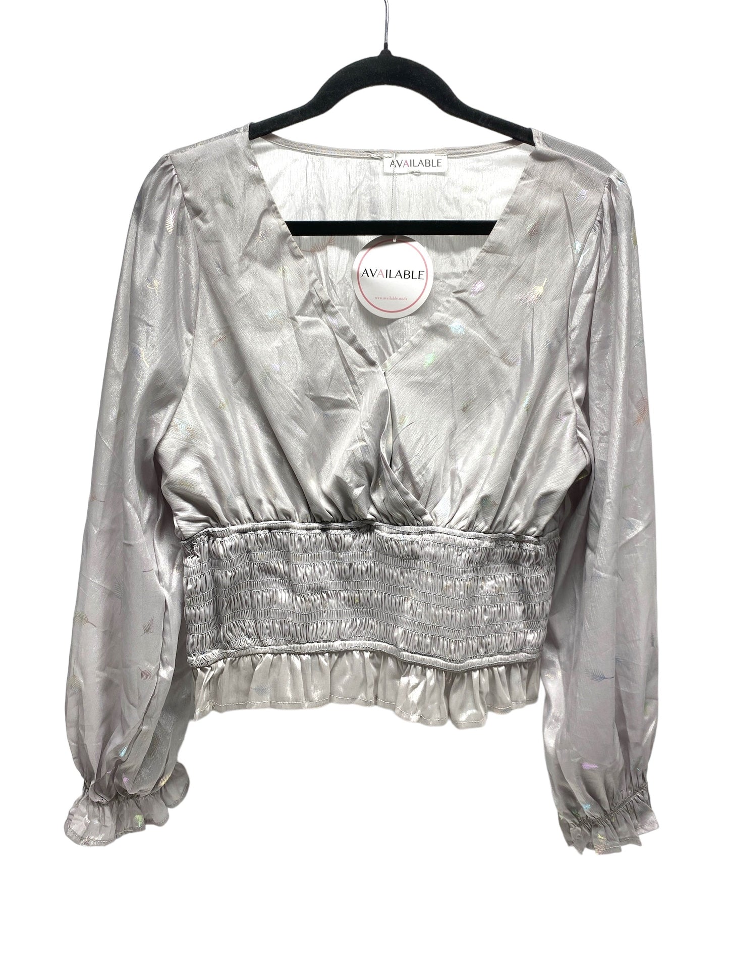 Top Long Sleeve By Clothes Mentor In Silver, Size: L