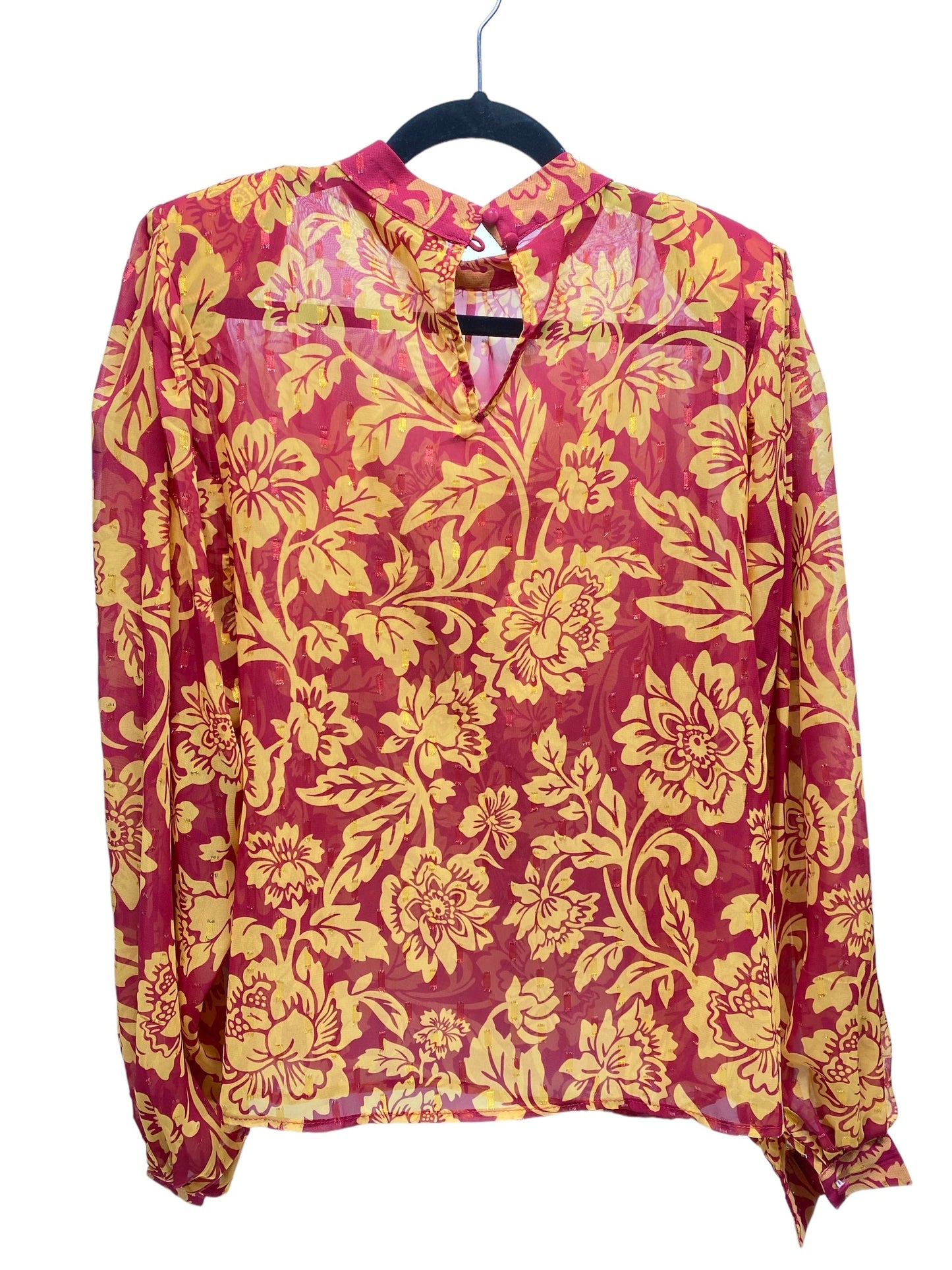 Top Long Sleeve By Flying Tomato In Floral Print, Size: L