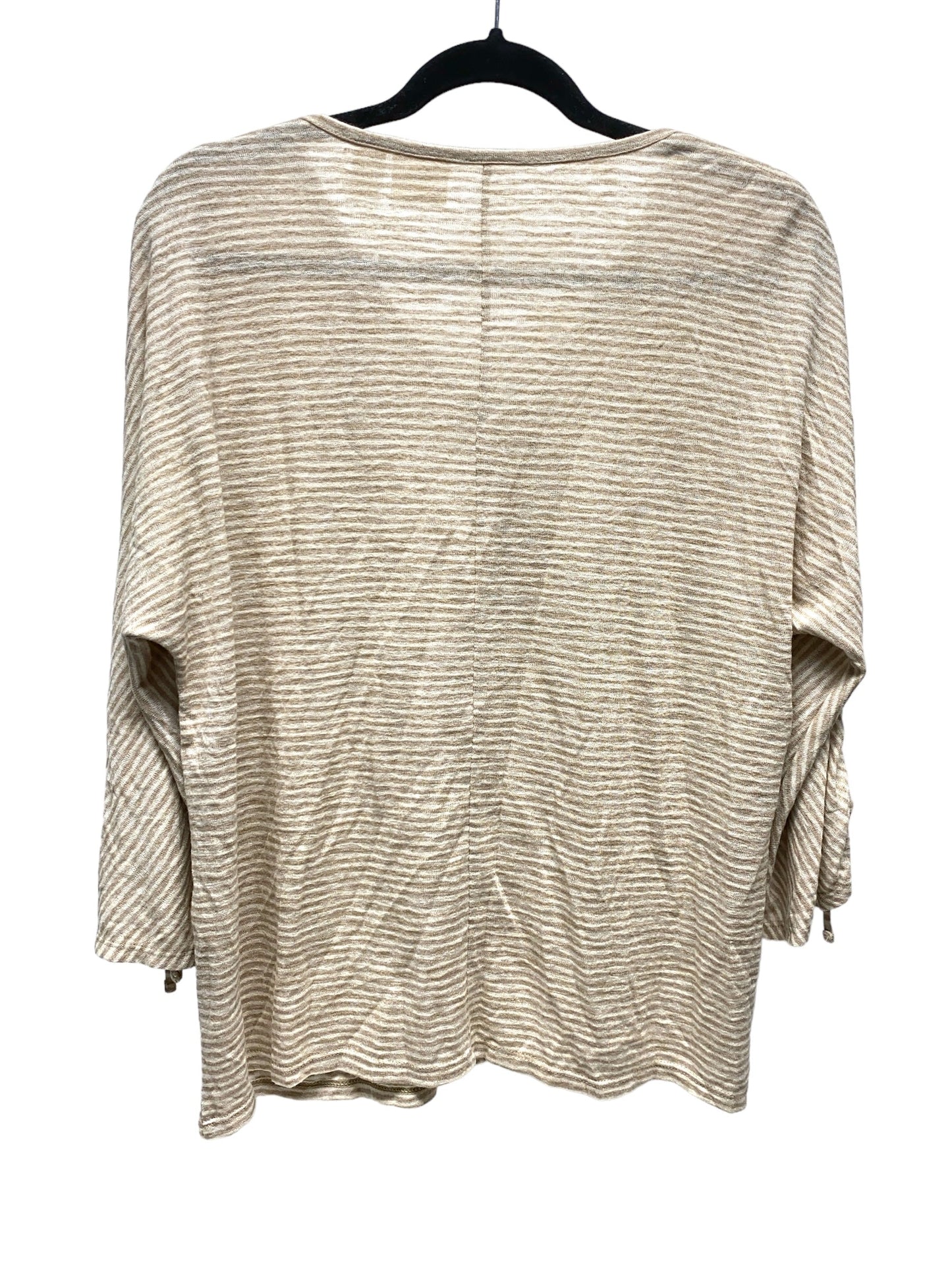 Top 3/4 Sleeve By Chicos In Striped Pattern, Size: L