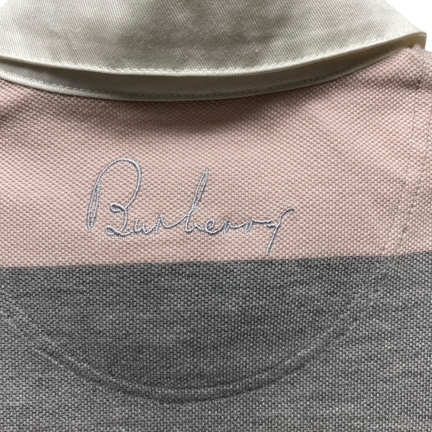 Top Short Sleeve Luxury Designer By Burberry In Grey & Pink, Size: S