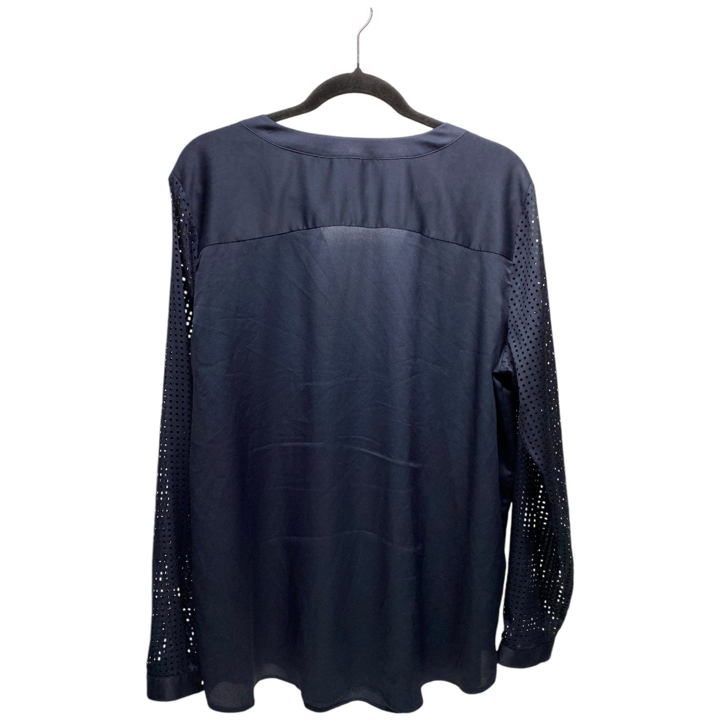 Blouse Long Sleeve By Ann Taylor In Navy, Size: Xl