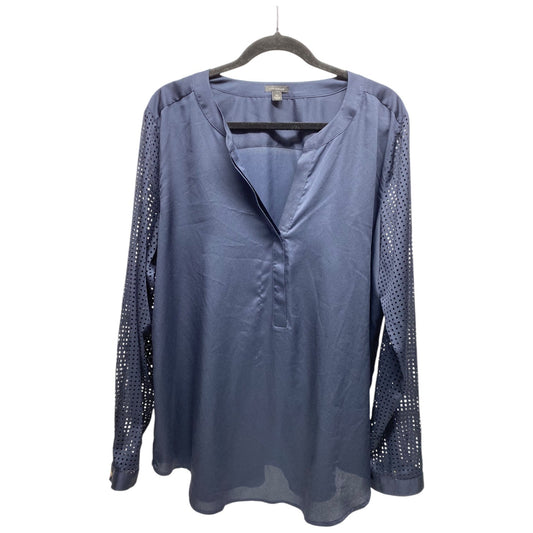 Blouse Long Sleeve By Ann Taylor In Navy, Size: Xl