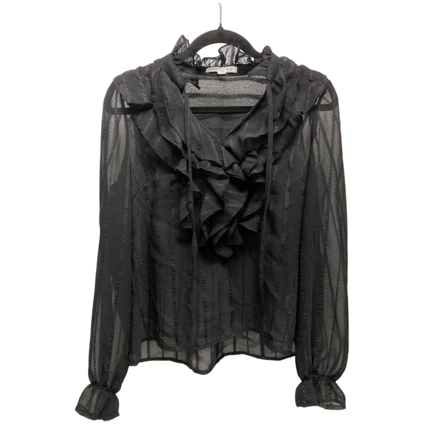 Blouse Long Sleeve By Clothes Mentor In Black, Size: S