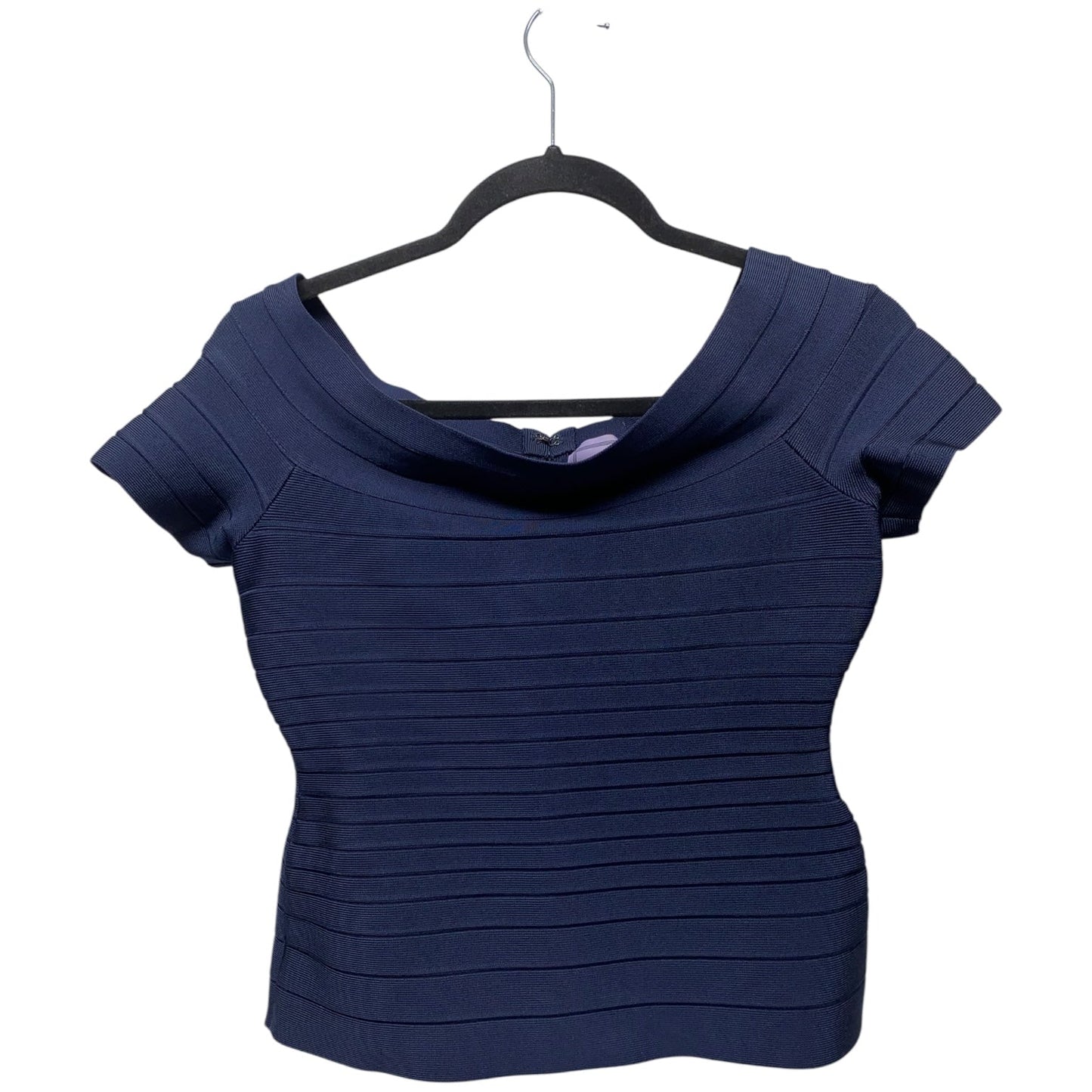 Top Short Sleeve Luxury Designer By Herve Leger In Navy, Size: M