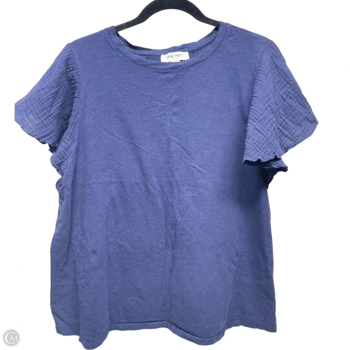 Top Short Sleeve By Nine West Apparel In Navy, Size: L