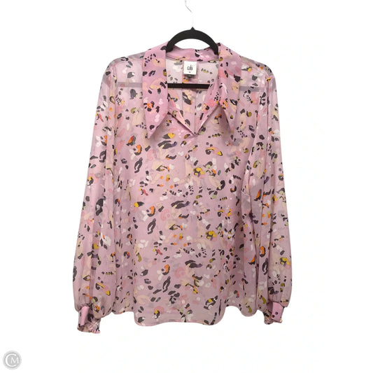Blouse Long Sleeve By Cabi In Leopard Print, Size: Xl