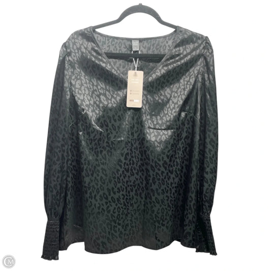 Blouse Long Sleeve By Emery Rose In Leopard Print, Size: Xl