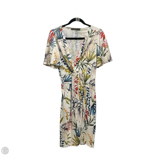Dress Casual Midi By Zara Basic In Floral Print, Size: M
