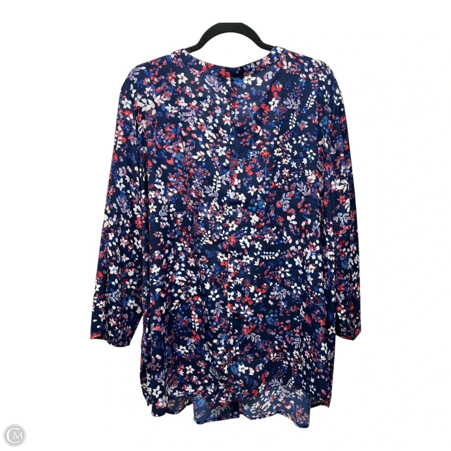 Blouse 3/4 Sleeve By Catherines In Blue & Red & White, Size: 3x