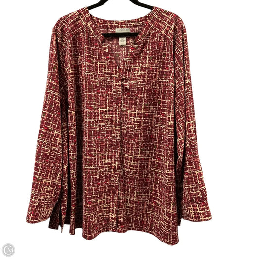 Blouse Long Sleeve By Catherines In Maroon, Size: 2x