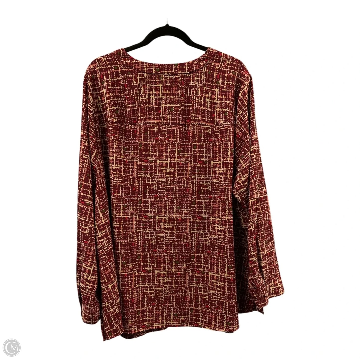 Blouse Long Sleeve By Catherines In Maroon, Size: 2x