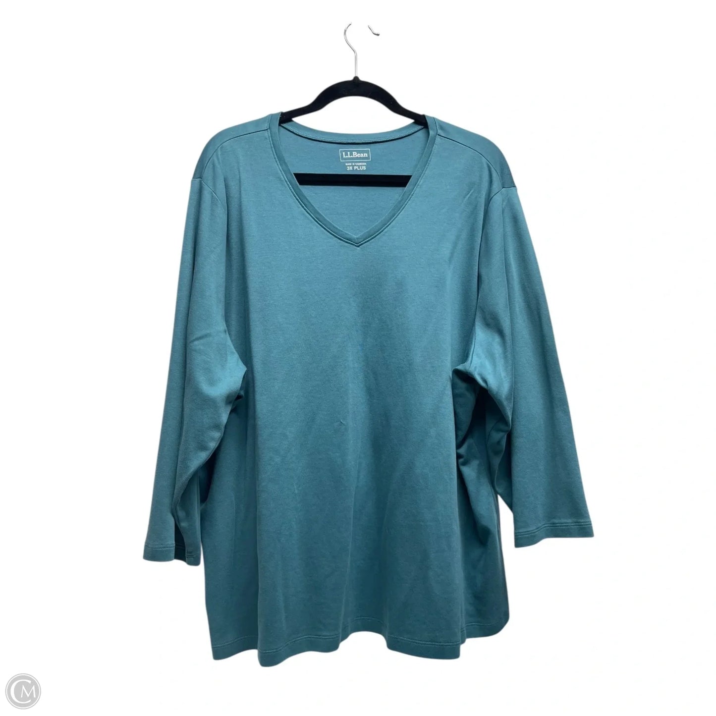 Top 3/4 Sleeve Basic By L.l. Bean In Aqua, Size: 3x