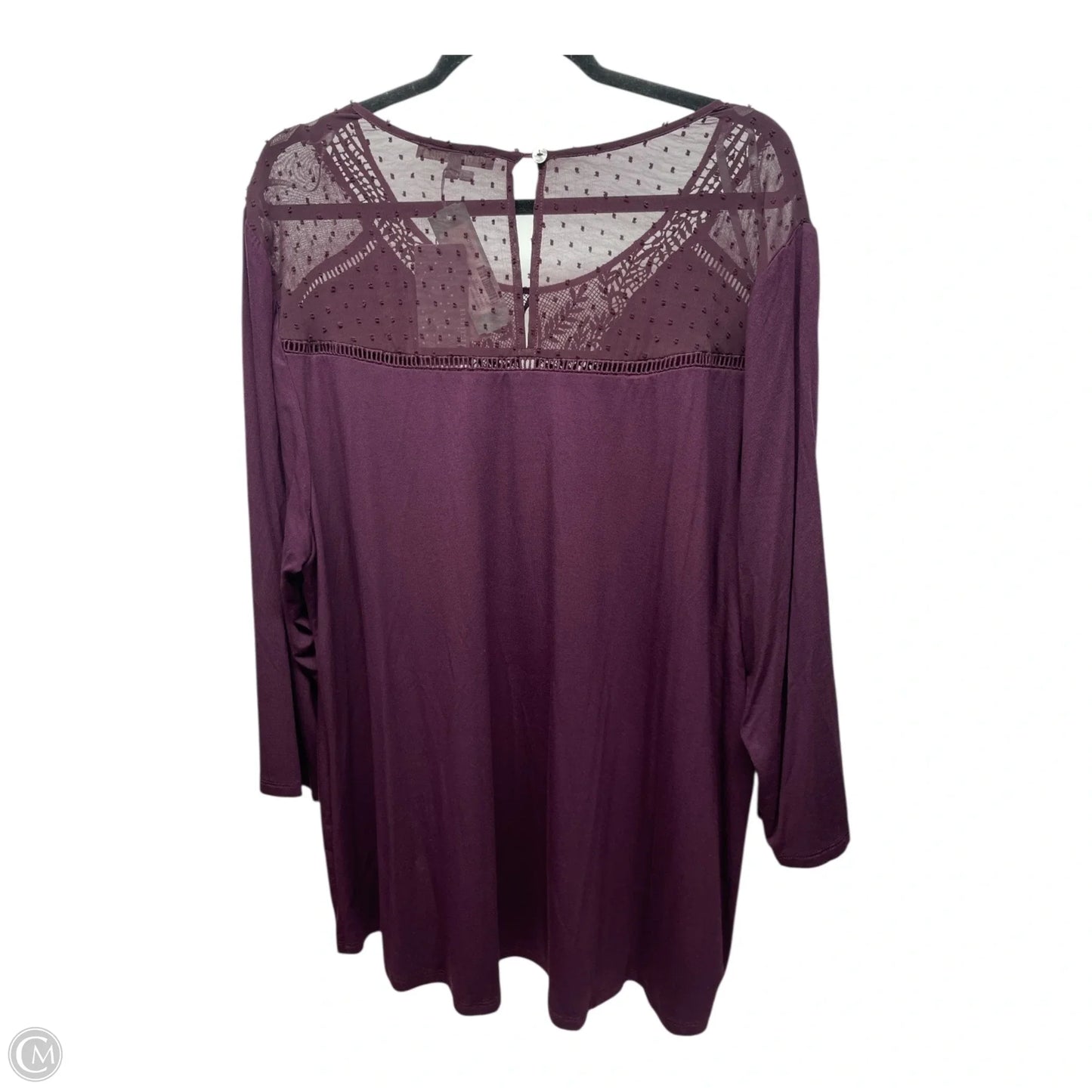 Top Long Sleeve By Daniel Rainn In Maroon, Size: 3x