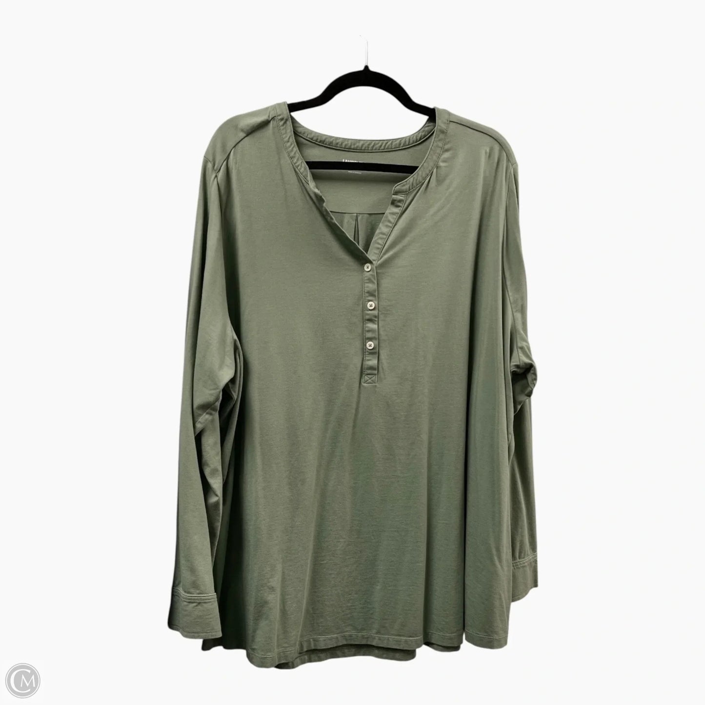 Top Long Sleeve Basic By Lands End In Green, Size: 3x