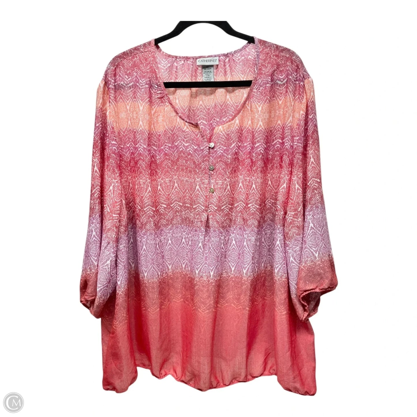 Blouse 3/4 Sleeve By Catherines In Pink, Size: 3x