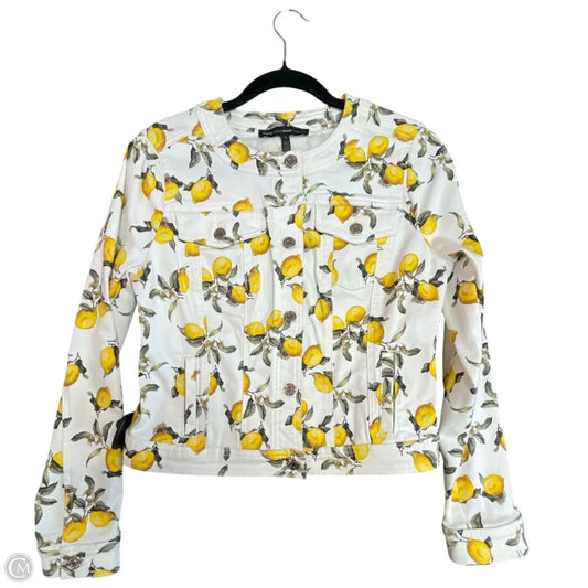 Jacket Denim By White House Black Market In White & Yellow, Size: S