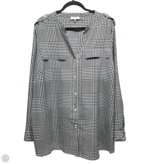 Blouse Long Sleeve By Calvin Klein In Black & White, Size: Xxl