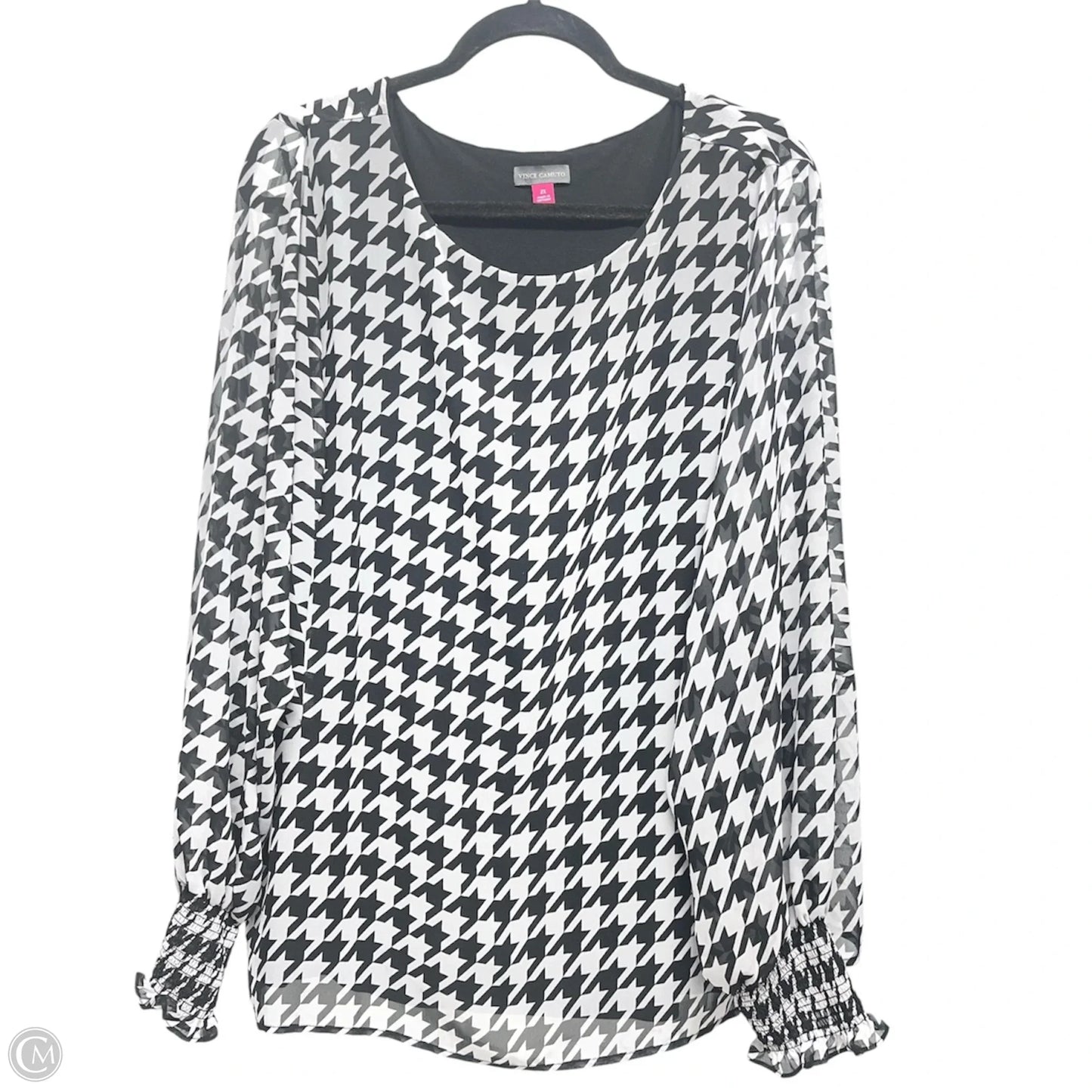 Blouse Long Sleeve By Vince Camuto In Black & White, Size: 2x