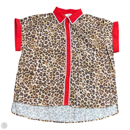 Blouse Short Sleeve By Entro In Leopard Print, Size: S