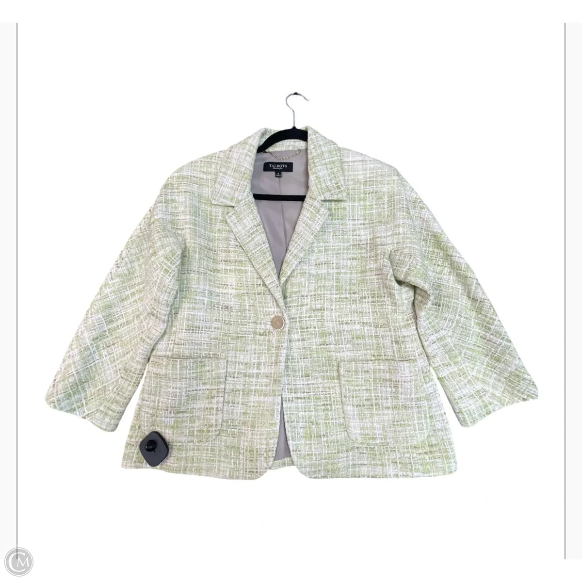 Blazer By Talbots In Green & Tan, Size: 8