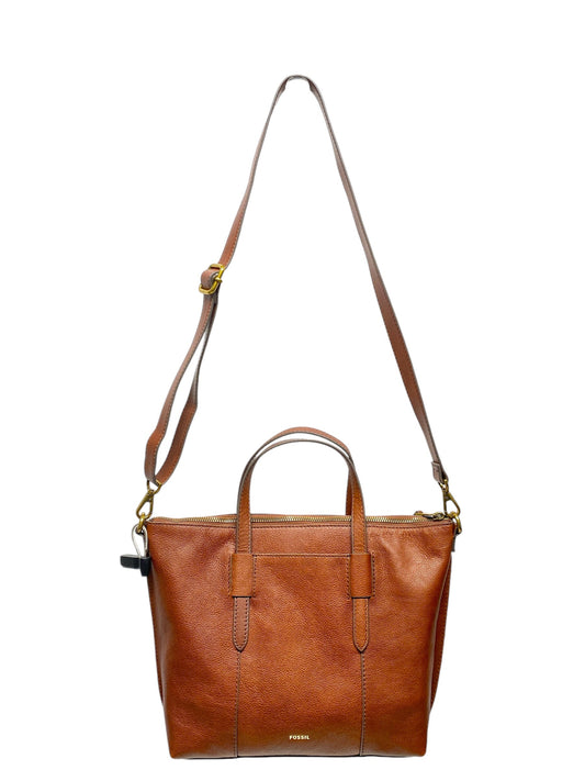 Handbag Leather By Fossil, Size: Medium