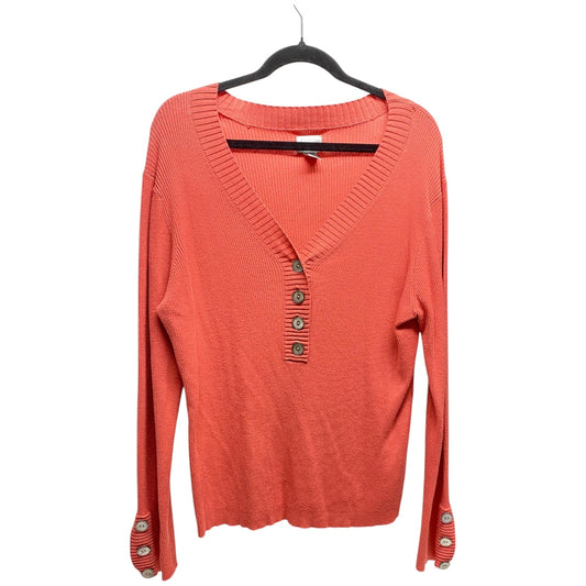 Sweater By Chicos In Coral, Size: Xl