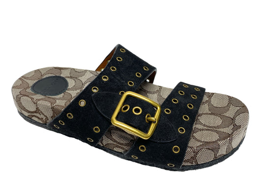 Sandals Designer By Coach In Brown & Gold, Size: 5.5