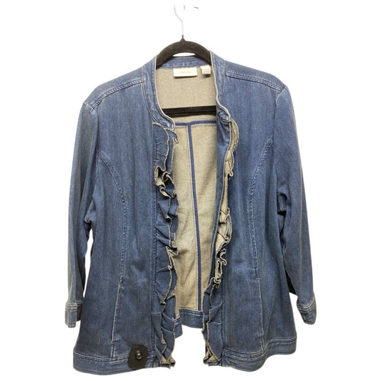 Jacket Denim By Chicos In Blue Denim, Size: Xl