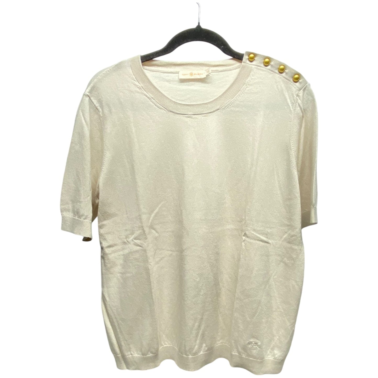 Top Short Sleeve Designer By Tory Burch In Beige, Size: L