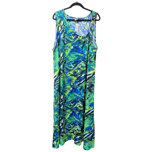 Dress Casual Maxi By Avenue In Blue & Green, Size: 24