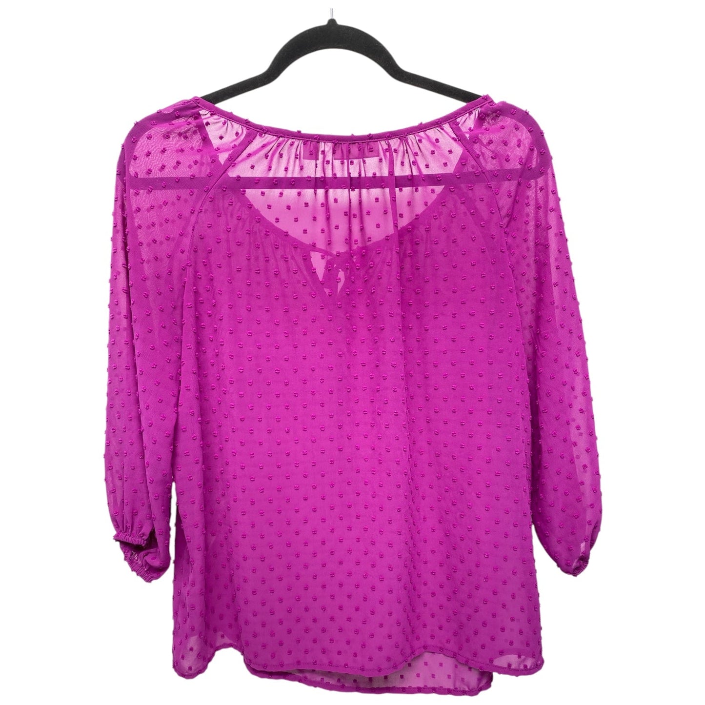 Top 3/4 Sleeve Basic By New York And Co In Purple, Size: S