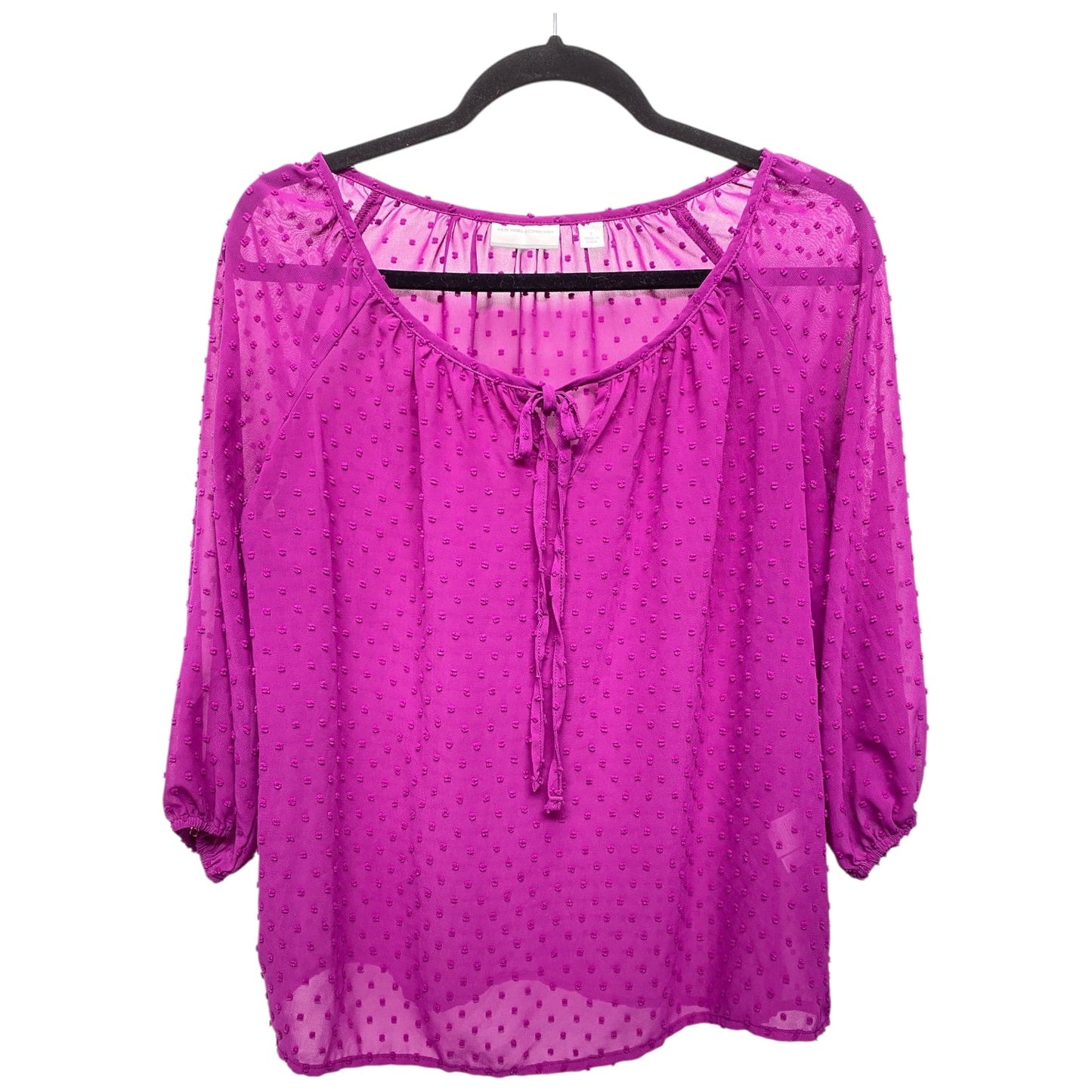 Top 3/4 Sleeve Basic By New York And Co In Purple, Size: S