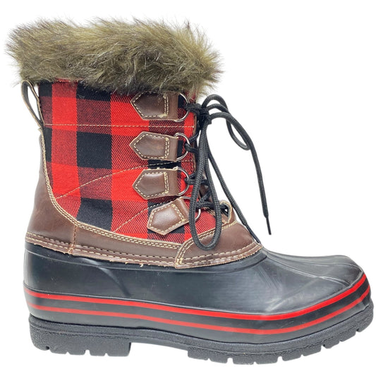 Boots Snow By Clothes Mentor In Plaid Pattern, Size: 9