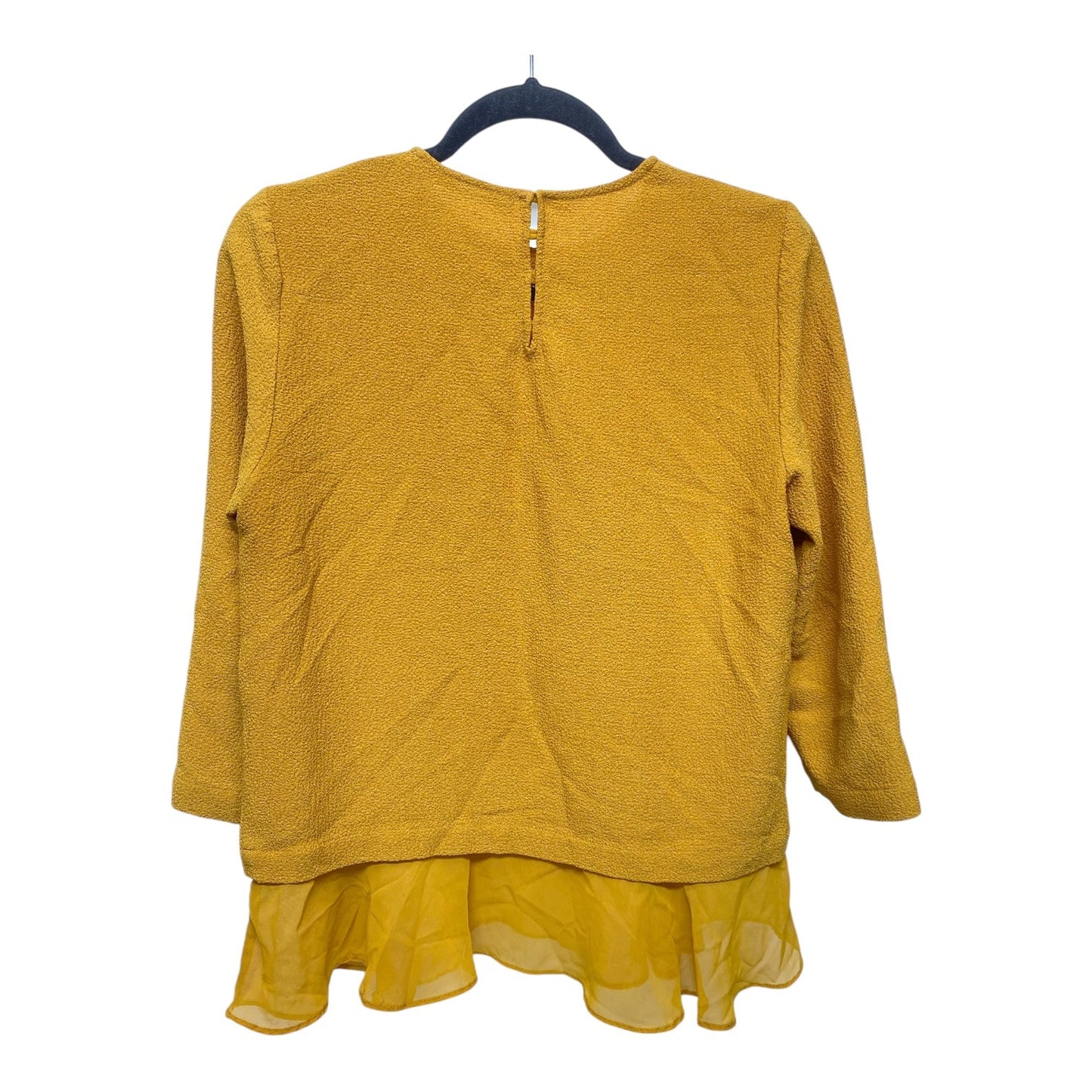 Top 3/4 Sleeve By Zara Basic In Gold, Size: M