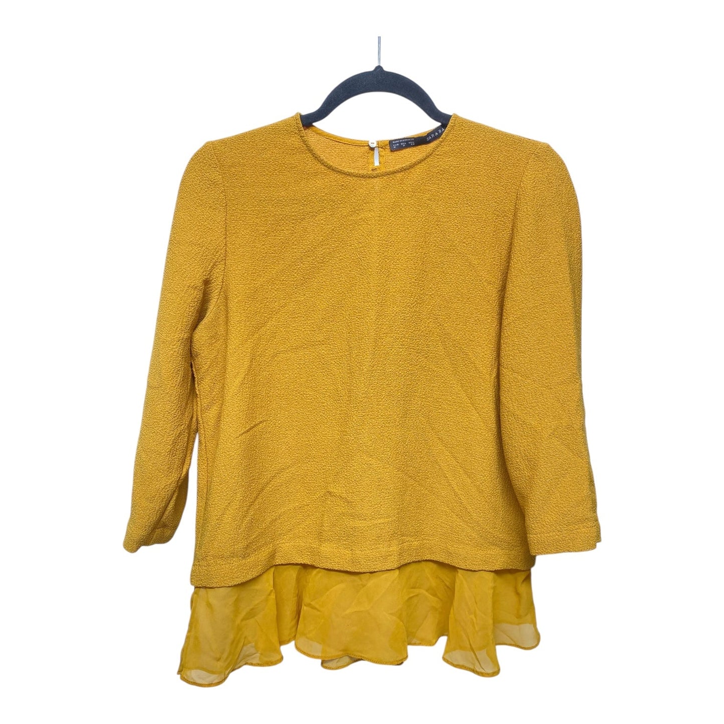 Top 3/4 Sleeve By Zara Basic In Gold, Size: M