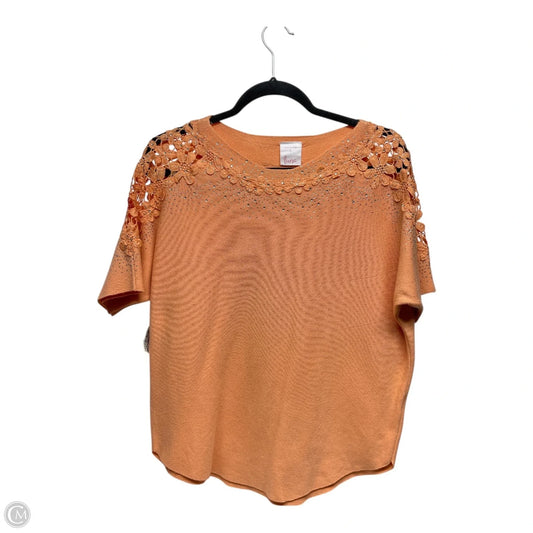 Sweater Short Sleeve By Clothes Mentor In Peach, Size: L