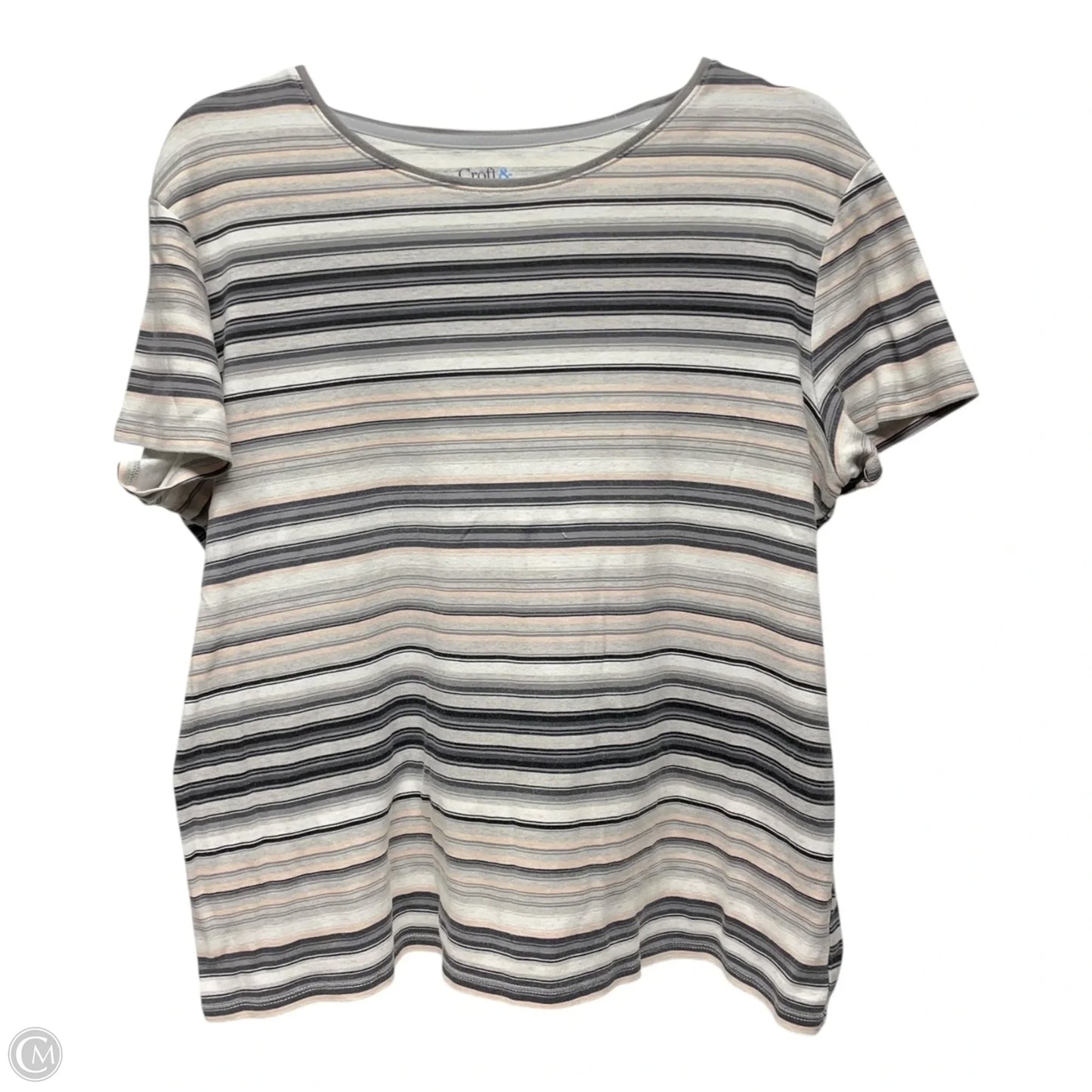Top Short Sleeve By Croft And Barrow In Striped Pattern, Size: L
