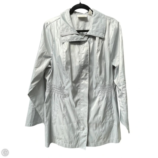 Jacket Windbreaker By Chicos In Grey, Size: L