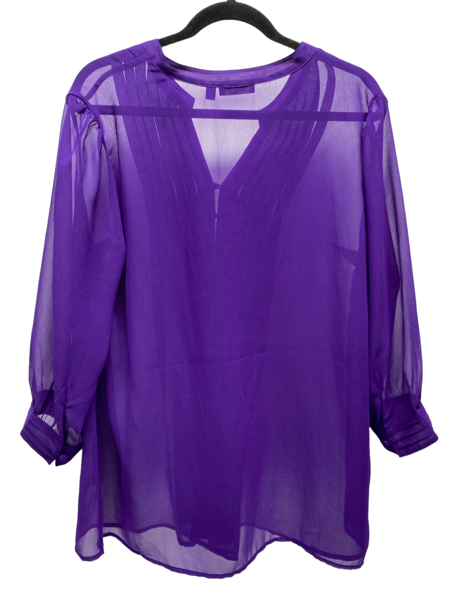 Blouse 3/4 Sleeve By Dex In Purple, Size: 1x