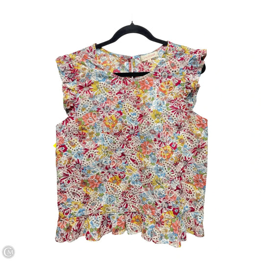 Top Short Sleeve By Solitaire In Floral Print, Size: Xl