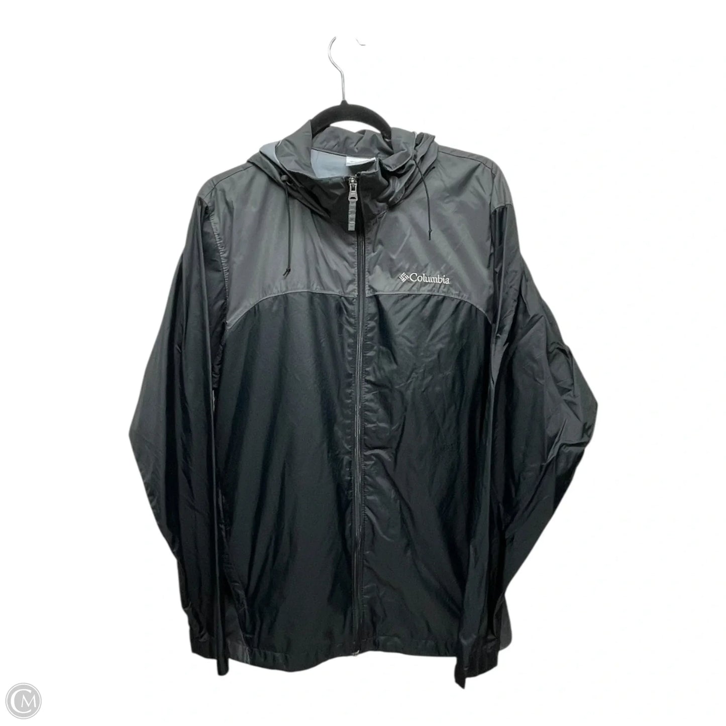 Jacket Windbreaker By Columbia In Black & Grey, Size: M