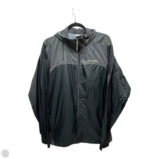 Jacket Windbreaker By Columbia In Black & Grey, Size: M