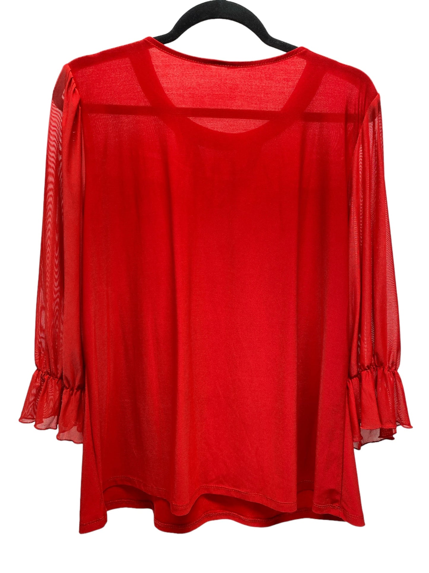 Blouse 3/4 Sleeve By Clothes Mentor In Red, Size: L