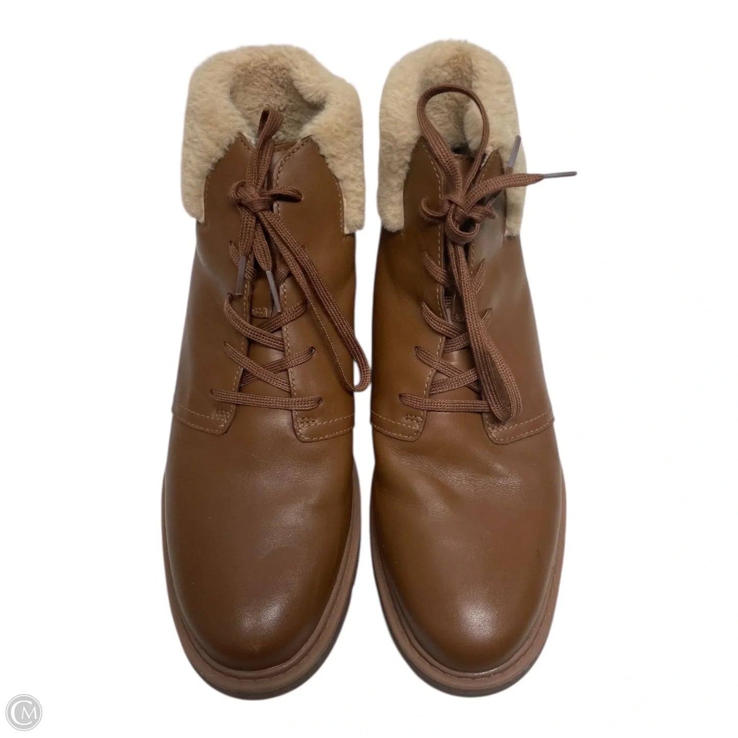 Boots Ankle Heels By Clarks In Brown, Size: 8