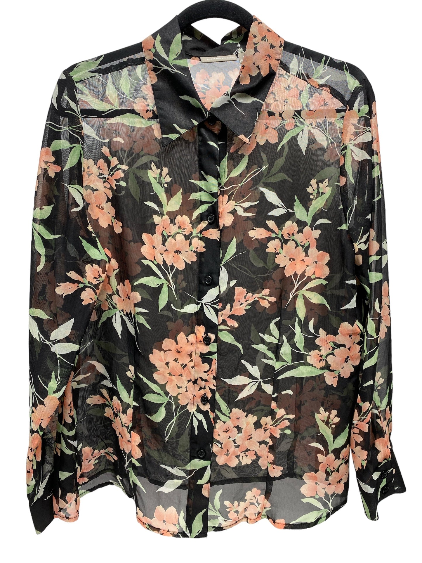 Blouse Long Sleeve By Croft And Barrow In Floral Print, Size: L