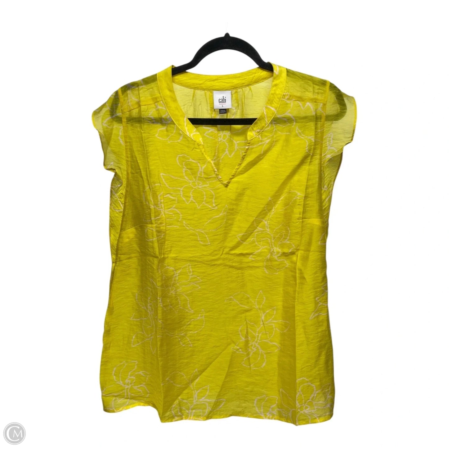Top Short Sleeve By Cabi In Yellow, Size: L