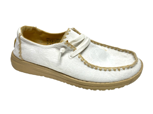 White Shoes Flats Hey Dude, Size 6