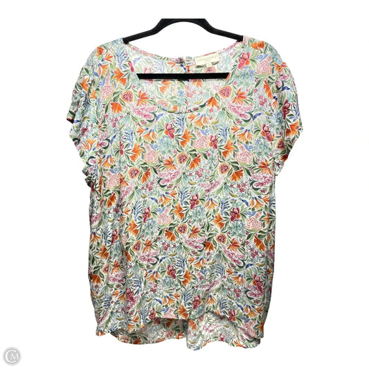 Blouse Short Sleeve By Cynthia Rowley In Floral Print, Size: Xl