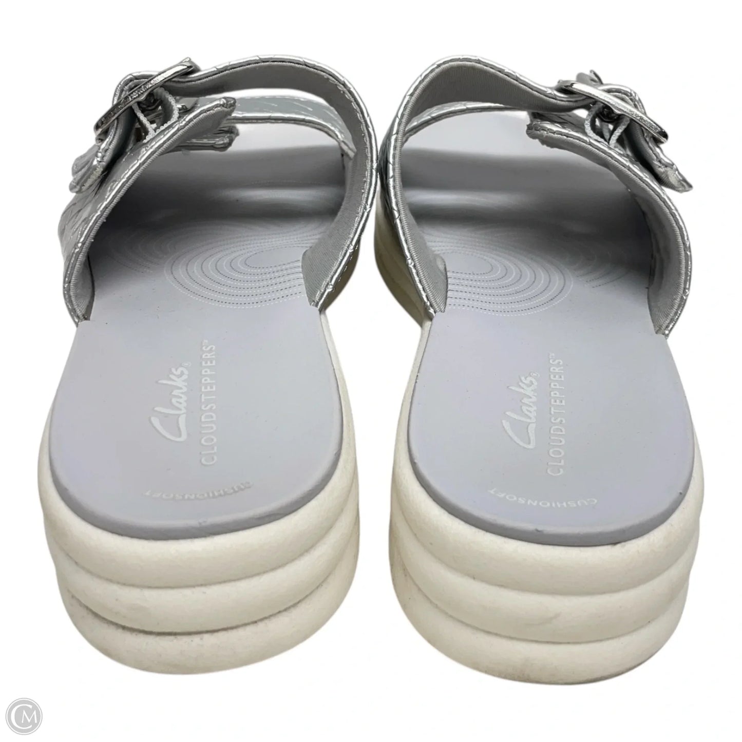 Sandals Flats By Clarks In Silver, Size: 8